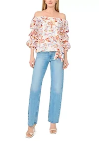 Women's Off The Shoulder Cha Floral Top