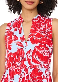 Women's Tiered Split Neck Floral Dress