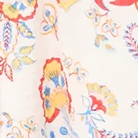 Women's Puff Sleeve Split Neck Floral Midi Dress