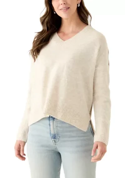 Women's Long Sleeve V-Neck Colorblock Sweater