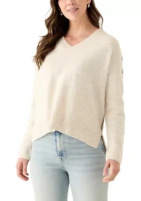 Women's Long Sleeve V-Neck Colorblock Sweater