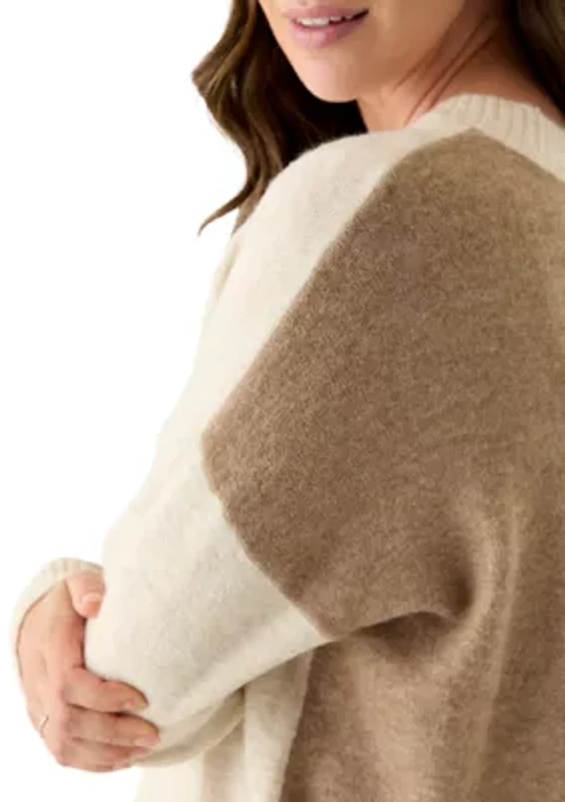 Women's Long Sleeve V-Neck Colorblock Sweater