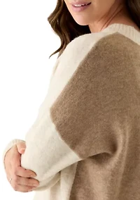 Women's Long Sleeve V-Neck Colorblock Sweater