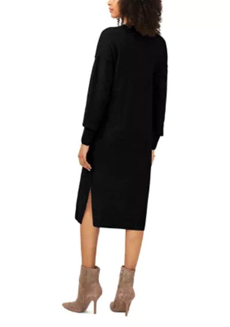 Women's Long Sleeve V-Neck Sweater Dress