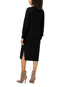Women's Long Sleeve V-Neck Sweater Dress