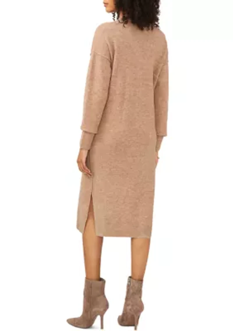 Women's Long Sleeve V-Neck Sweater Dress