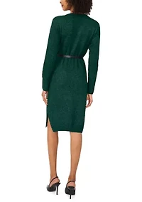 Women's Long Sleeve V-Neck Sweater Dress