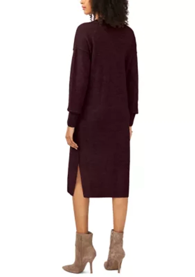 Women's Long Sleeve V-Neck Sweater Dress