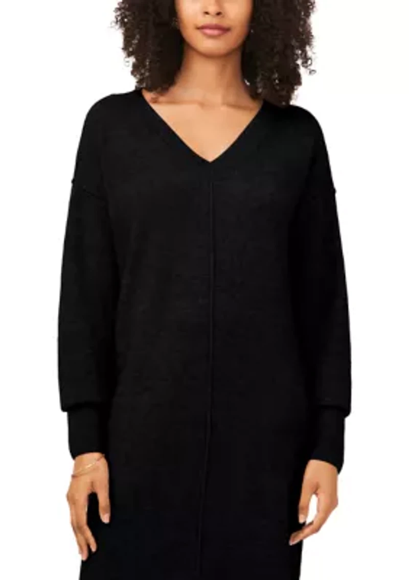 Women's Long Sleeve V-Neck Sweater Dress