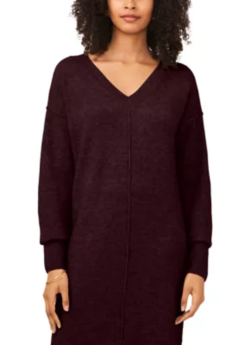 Women's Long Sleeve V-Neck Sweater Dress