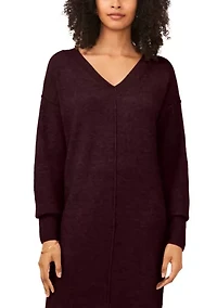 Women's Long Sleeve V-Neck Sweater Dress
