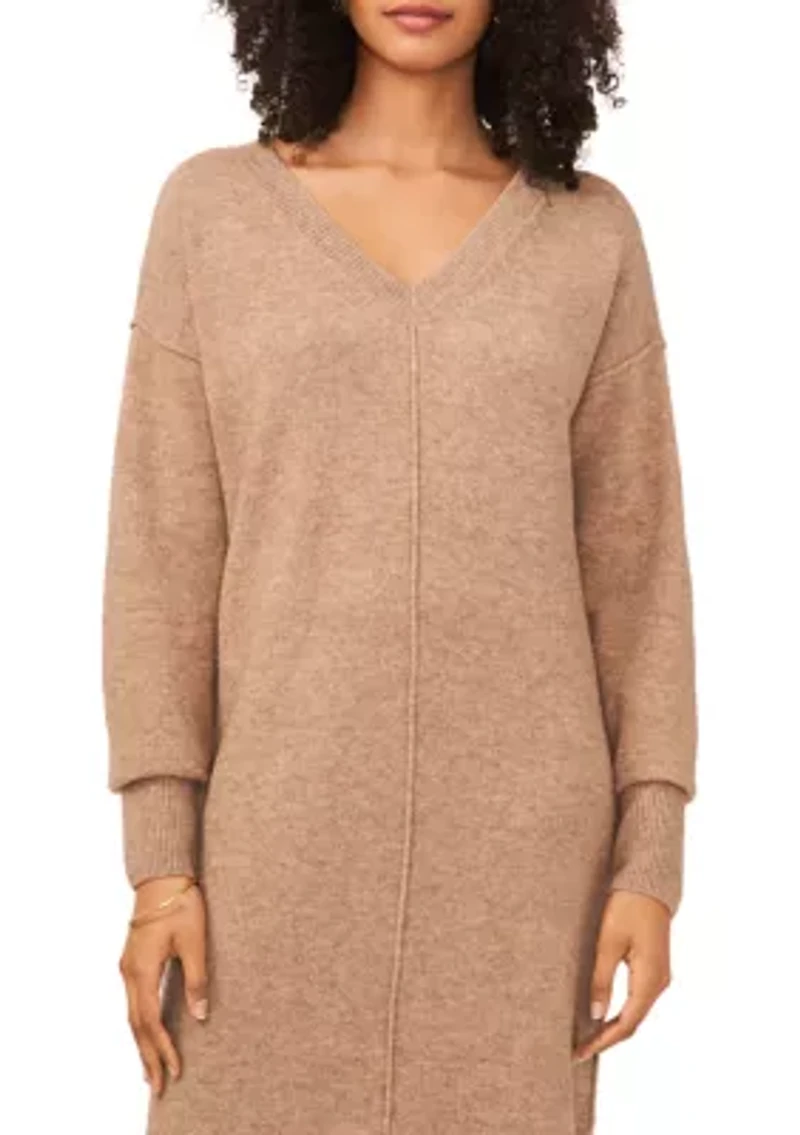 Women's Long Sleeve V-Neck Sweater Dress