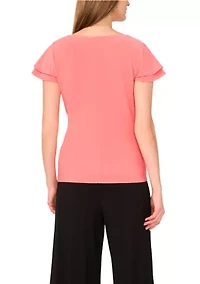 Women's Flutter Sleeve Wrap Top