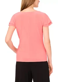 Women's Flutter Sleeve Wrap Top