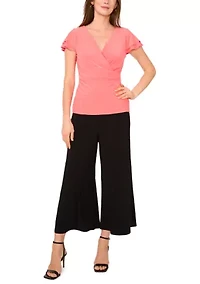 Women's Flutter Sleeve Wrap Top