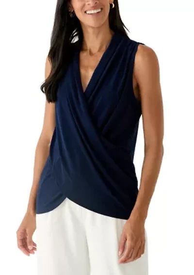 Women's Sleeveless Surplice Blouse