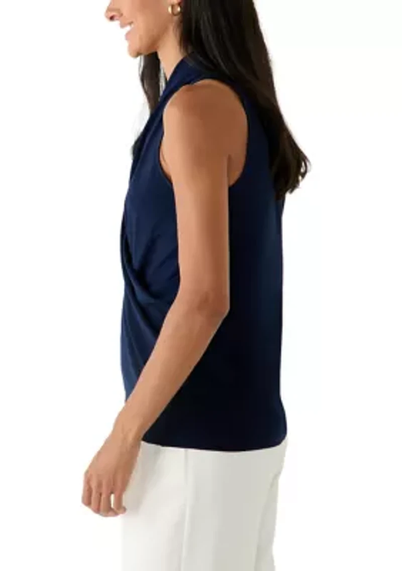 Women's Sleeveless Surplice Blouse