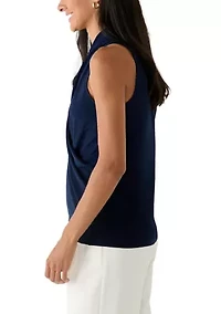 Women's Sleeveless Surplice Blouse