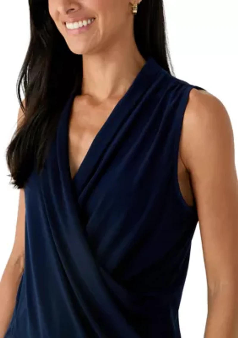 Women's Sleeveless Surplice Blouse