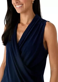 Women's Sleeveless Surplice Blouse