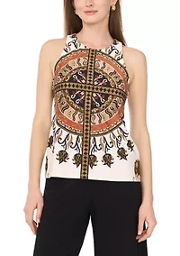 Women's Sleeveless Halter Neck Printed Top