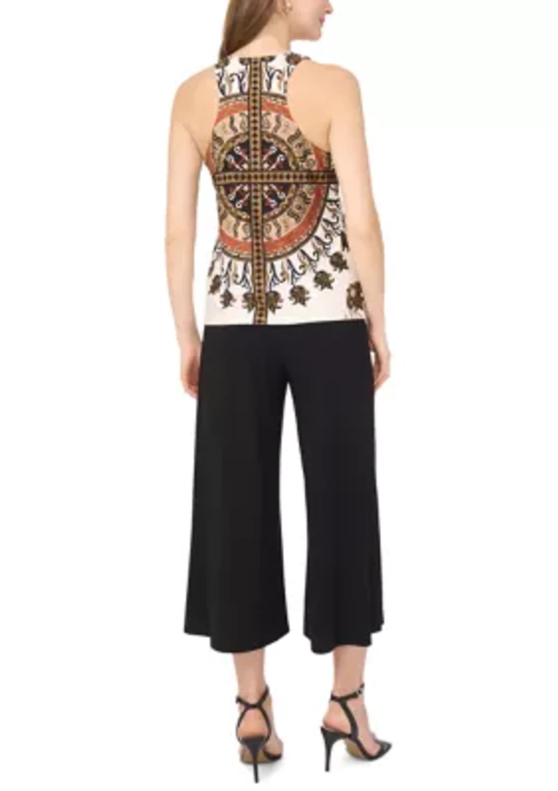 Women's Sleeveless Halter Neck Printed Top