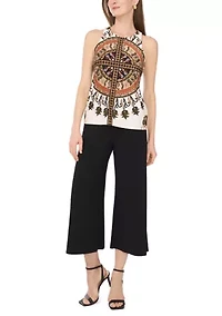 Women's Sleeveless Halter Neck Printed Top
