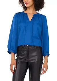 Women's Jacquard Stripe Peasant Blouse