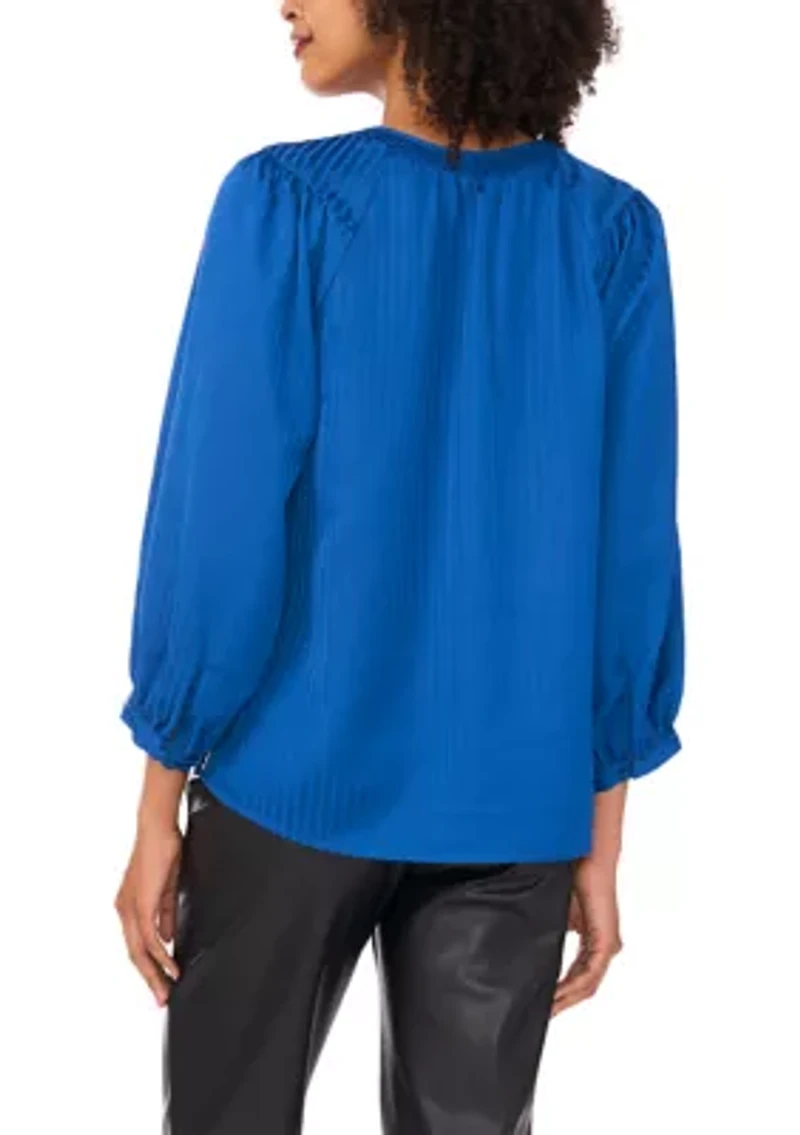Women's Jacquard Stripe Peasant Blouse