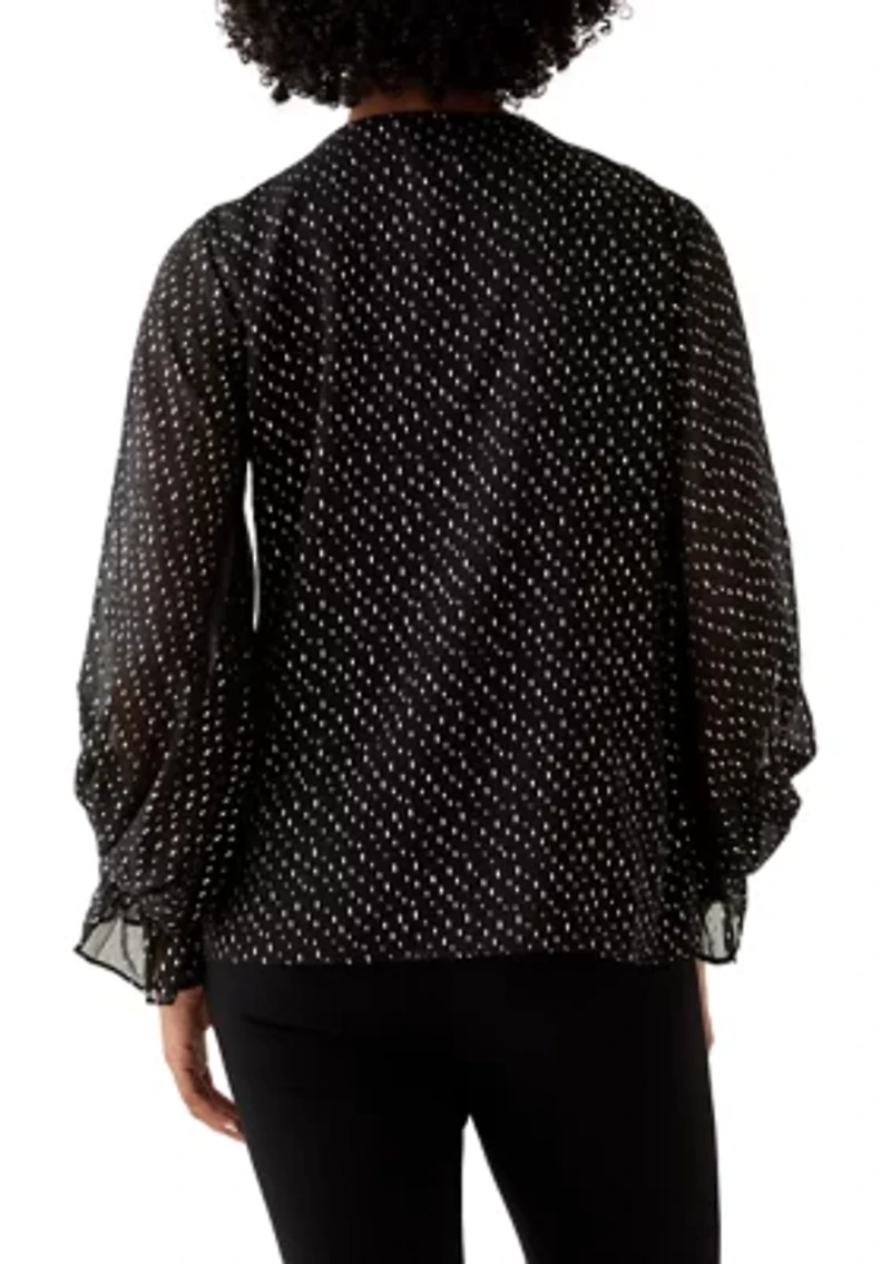 Women's Smocked V-Neck Shine Blouse