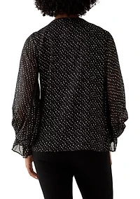 Women's Smocked V-Neck Shine Blouse