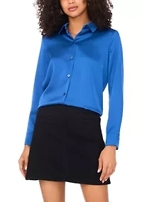 Women's Long Sleeve Satin Shirt