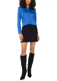 Women's Long Sleeve Satin Shirt