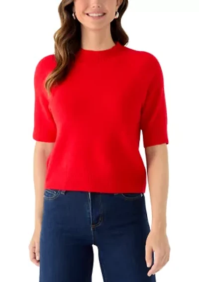 Women's Elbow Sleeve Funnel Neck Sweater