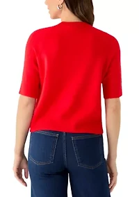 Women's Elbow Sleeve Funnel Neck Sweater