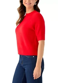 Women's Elbow Sleeve Funnel Neck Sweater