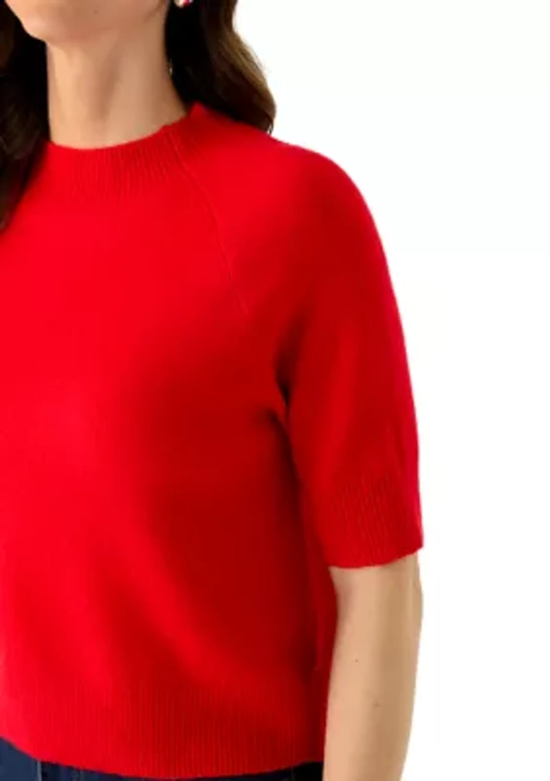 Women's Elbow Sleeve Funnel Neck Sweater