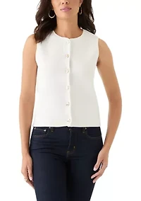 Women's Sleeveless Button Front Sweater