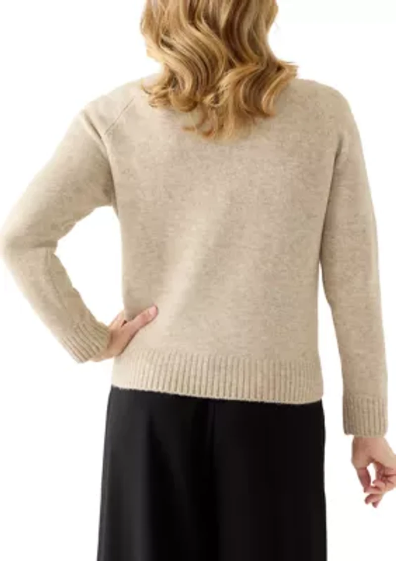 Women's Long Sleeve Floral Appliqué Sweater