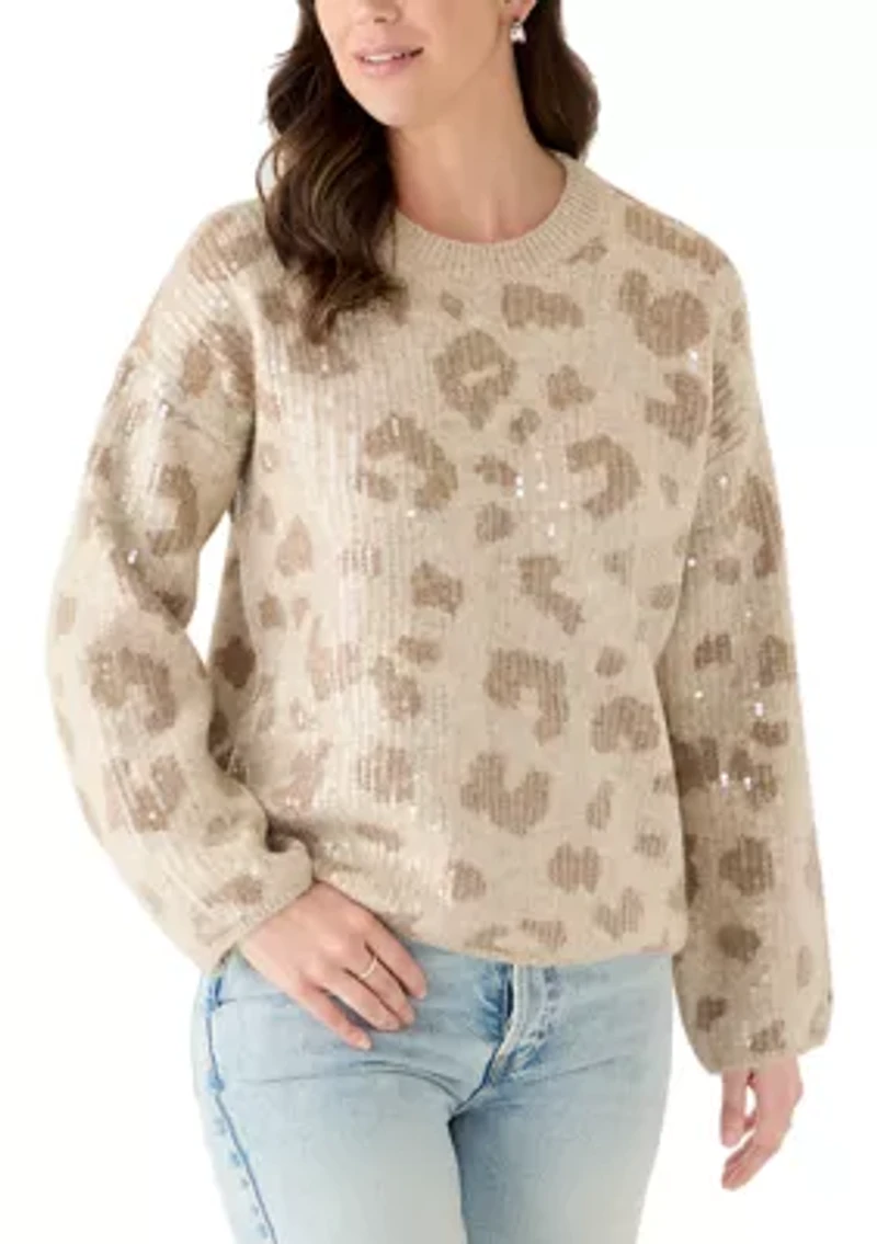 Women's Sequin Leopard Sweater