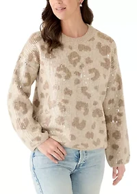 Women's Sequin Leopard Sweater