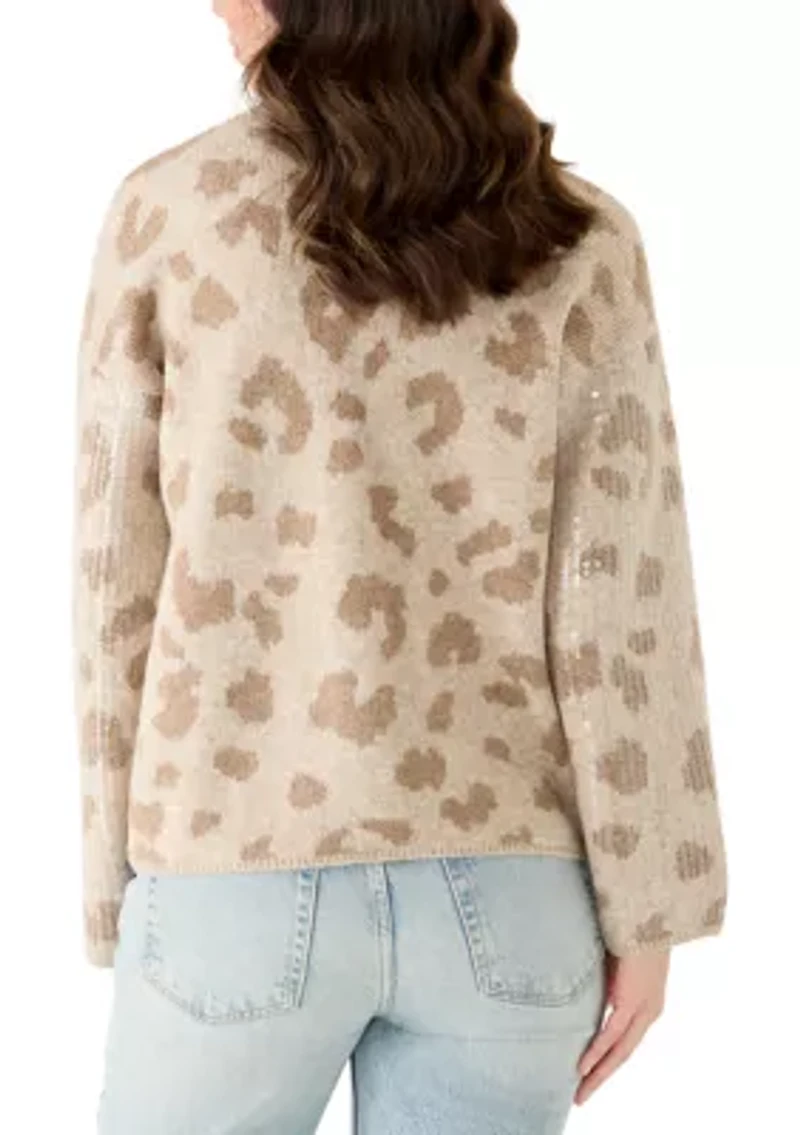 Women's Sequin Leopard Sweater