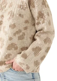 Women's Sequin Leopard Sweater