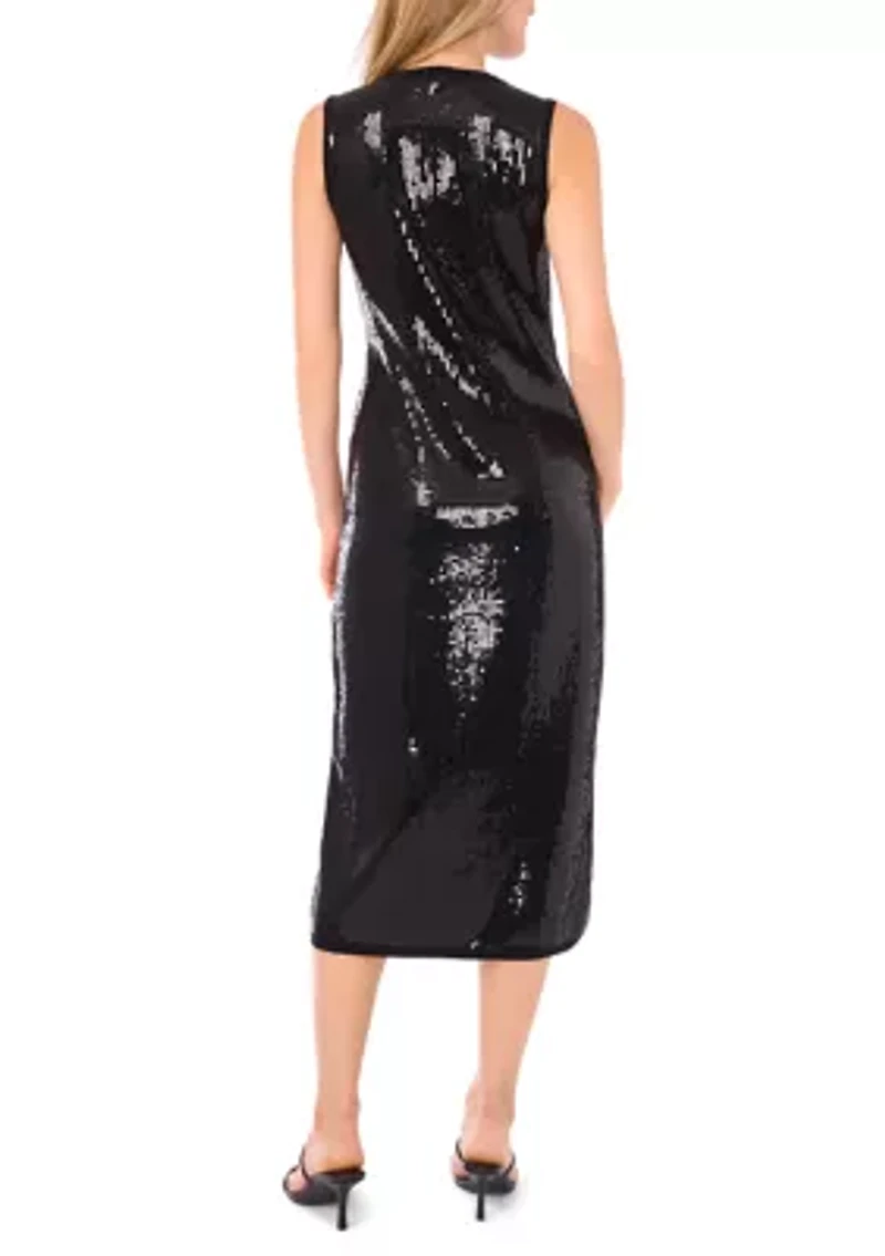 Women's Sleeveless Sequin Midi Dress