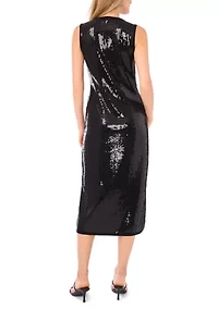 Women's Sleeveless Sequin Midi Dress
