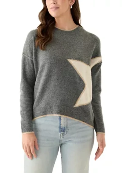 Women's Long Sleeve Side Placed Star Sweater