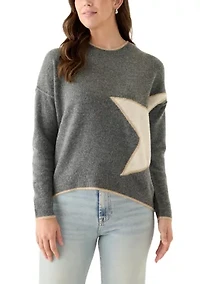 Women's Long Sleeve Side Placed Star Sweater