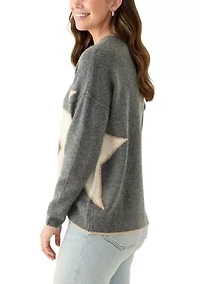 Women's Long Sleeve Side Placed Star Sweater