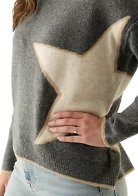 Women's Long Sleeve Side Placed Star Sweater