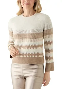 Women's Long Sleeve Fair Isle Lurex Sweater